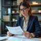 Experte assurance femme en bureau professionnel