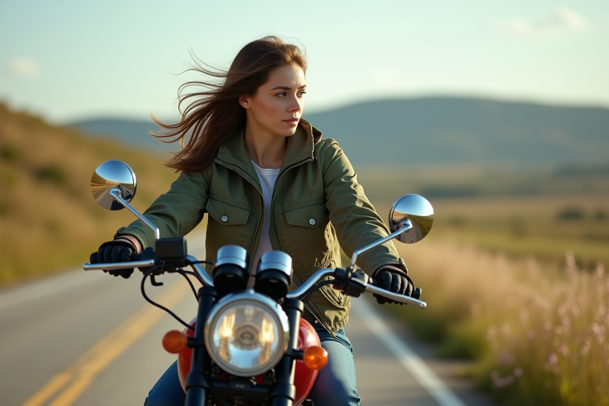 Jeune femme ajustant miroir d