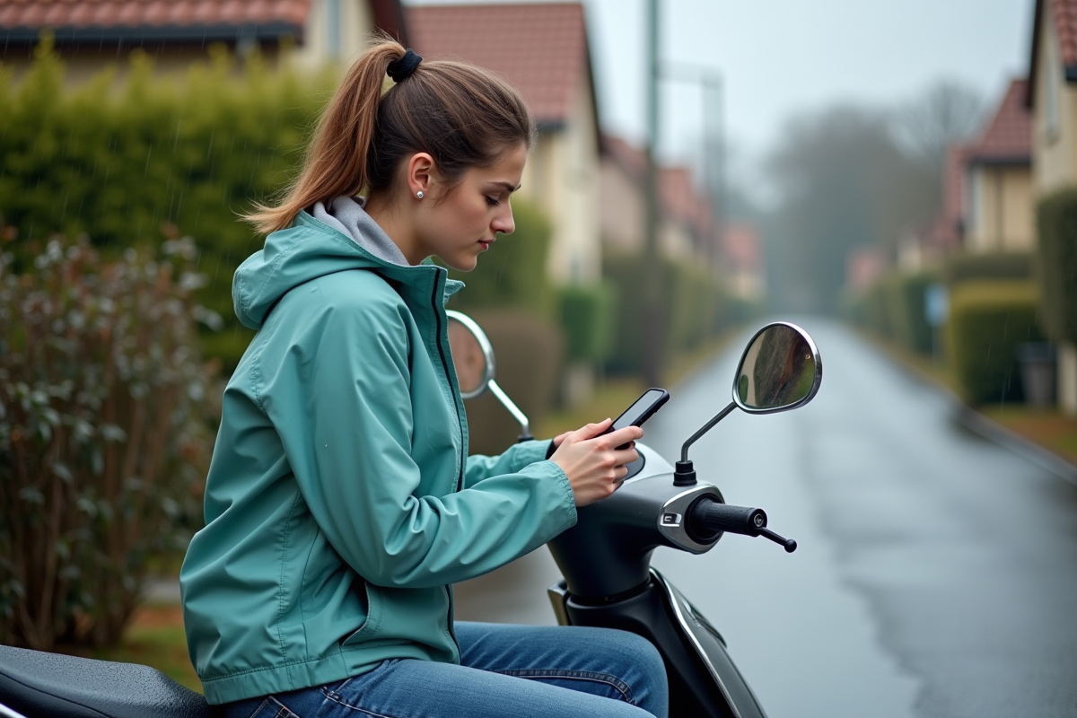 Jeune femme vérifiant ses détails d