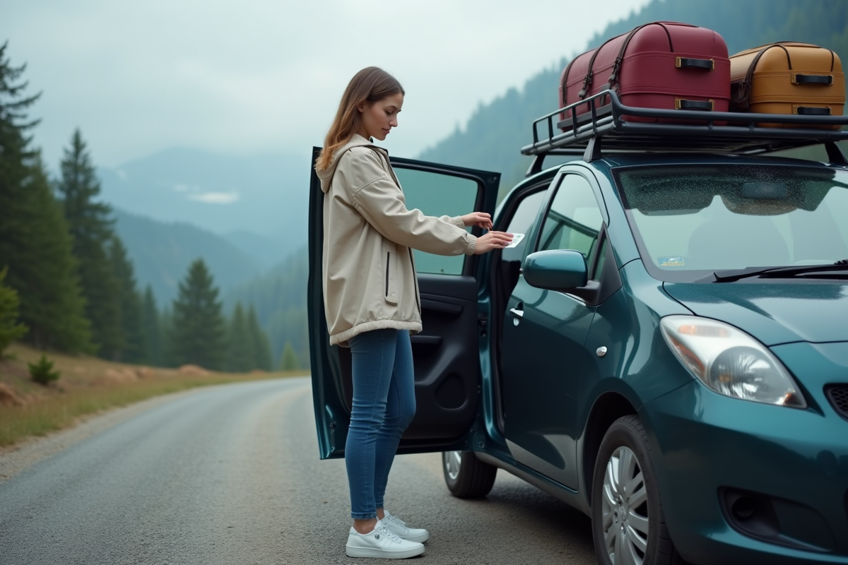 Jeune femme inspectant l